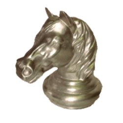 Tête de cheval en aluminium.